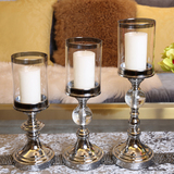 欧式现代家居装饰品摆设 蜡烛玻璃金属烛台创意客厅餐桌摆件