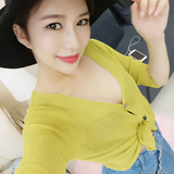 实拍2016夏季韩版V领性感薄款冰丝针织衫空调衫防晒衫小开衫