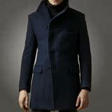 冬季青年加厚风衣男韩版修身呢子外套男休闲羊毛呢大衣中长款潮