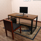 予爱家具美式铁艺实木电脑桌办公桌台式电脑桌椅组合简约书桌定制