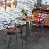 七欧铁艺复古咖啡厅桌椅组合 实木西餐厅小方桌奶茶店休闲阳台桌