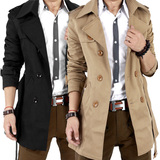 男士风衣中长款春秋季韩版潮男修身英伦外套青少年薄款学生外套