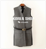 Korea Shop 韩国女装 立体剪裁毛呢毛料修身束腰马甲马夹背心外套