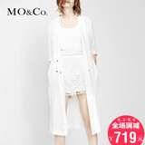2016夏季新款MOCo西装翻领七分袖雪纺腰带中长款薄外套MA162COT01