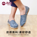 JM快乐玛丽男鞋 潮休闲男式鞋低帮条纹平跟帆布鞋套脚鞋子01079M