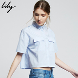 专柜正品Lily丽丽2016夏季常规女装新款修身纯色衬衫116229C4915