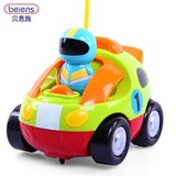 贝恩施儿童卡通遥控车 宝宝玩具车模型 耐摔带音乐灯光电动遥控车