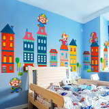 可爱卡通幼儿园装饰墙贴装饰儿童房卧室教室布置背景贴纸猴子城堡