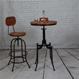 法美式复古户外铁艺咖啡厅酒吧套件实木做旧桌椅组合吧台三件套