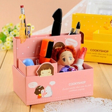 韩国化妆纸盒 四格妞子收纳盒 桌面整理盒 创意办公文具