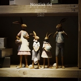 北欧家装美式树脂装饰品客厅书房书架摆件复古创意家庭情侣兔摆设