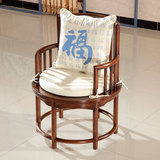 新中式圆茶几休闲圈椅组合简约布艺实木会所茶楼胡桃色仿古典家具