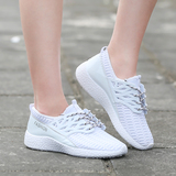 韩版白色网布鞋女单鞋网鞋女休闲运动鞋女夏透气鞋跑步鞋平底女鞋