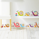 宝宝儿童房间自粘墙贴纸贴画可移除幼儿园可爱卡通彩色蜗牛装饰贴
