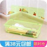 简约透明沥水筷子盒 带盖餐具收纳盒 创意筷笼 筷子架