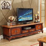 欧式大理石电视柜组合长方形简约美式乡村复古客厅 实木电视地柜