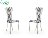伦斯奢华优雅新古典休闲椅 欧式不锈钢椅子进口绒布餐椅孔雀椅子