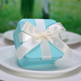 tiffany喜糖盒子蓝色欧式马口铁喜糖盒创意婚庆用品铁盒结婚圆形