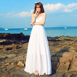 波西米亚长裙白色连衣裙显瘦海边度假吊带雪纺女裙海滩红色沙滩裙