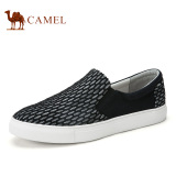 Camel/骆驼男鞋2016夏季新品帆布鞋黑白编织网布时尚休闲板鞋子