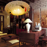 中式布艺伞灯 仿古手绘吊灯简约酒店过道餐厅茶楼创意灯具包邮