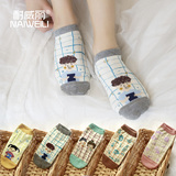 5双礼盒装夏季袜子女日韩系船袜低腰学生吸汗卡通可爱棉短袜四季