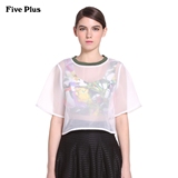 Five Plus2016新品女夏装印花短款背心无袖衬衫两件套2HL2012330
