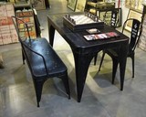 千慕美式欧式复古铁皮做旧休闲咖啡店酒吧餐厅桌椅餐桌餐椅