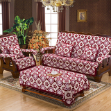 新品红木沙发垫布艺带靠背 加厚防滑实木红木沙发坐垫套子冬季