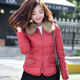 2015韩版新款带大毛领羽绒服女短款轻薄修身显瘦大码冬装羽绒外套