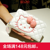 外贸日系Hello Kitty QQ蝴蝶结甜美中款短款钱包包/菱格绣花女包