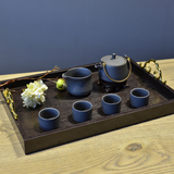 正品推荐现代中式黑色木质托盘茶盘摆件样板房会所餐桌软装装饰品