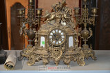 西洋欧洲古玩古董 收藏品 19世纪法国古董钟表人物铜烛台座钟