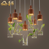 LED餐厅灯吊灯简约现代个性创意灯具吧台咖啡厅酒吧玻璃植物吊灯