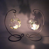 挂钩透明玻璃烛台 创意浪漫透明风灯摆件婚庆蜡烛杯 摆件结婚礼物