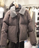 韩国代购2015冬新款东大门羽绒棉服羊羔毛拼接加厚短款棉衣外套女