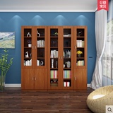 简易书架置物架玻璃门简约现代储物柜书房小柜子自由组合书柜包邮