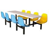 秒杀8人位玻璃钢连体餐桌椅组合学校食堂餐桌椅折叠学生桌椅厂家