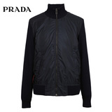 Prada/普拉达男外套黑色 羊毛男装立领 男士舒适长袖夹克SMC506