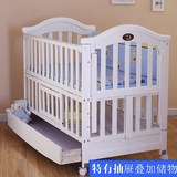 婴儿床实木无漆多功能新生儿床欧式白色变书桌可加长宝宝床