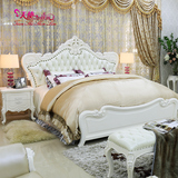 天使森林欧式实木床卧室家具套装1.8米真皮双人床白色法式新古典