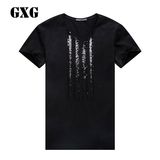 GXG男装 2016春季商场同款 都市时尚男士黑色V领短袖T恤#61144165