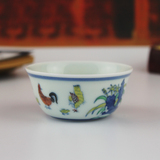 景德镇手绘陶瓷鸡缸杯 大明成化仿古斗彩茶杯茶碗品茗杯功夫茶具