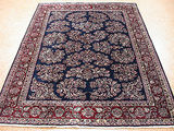海外代购 波斯地毯 6 x 8沙鲁克风格手打结羊毛蓝红色地毯
