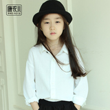 女童衬衫白色纯棉2016春秋新款韩版女中大儿童衬衫长袖女宝宝衬衣