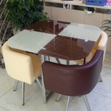 钢化玻璃桌小吃店餐桌休闲咖啡桌酒吧桌阳台桌椅家用桌椅简洁组合