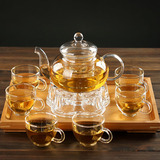 水趣加厚玻璃茶具套装整套泡花茶壶耐热功夫茶具茶杯过滤茶壶茶盘
