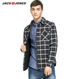 JackJones杰克琼斯格子衬衫版型短棉衣夹克外套男C|215321013