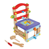 童心木制儿童螺母组合积木工具椅宝宝拆装工作椅鲁班椅工具台玩具