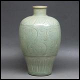 宋代龙泉窑刻花梅瓶、古玩文物仿古董陶瓷出土收藏摆设老瓷器片包